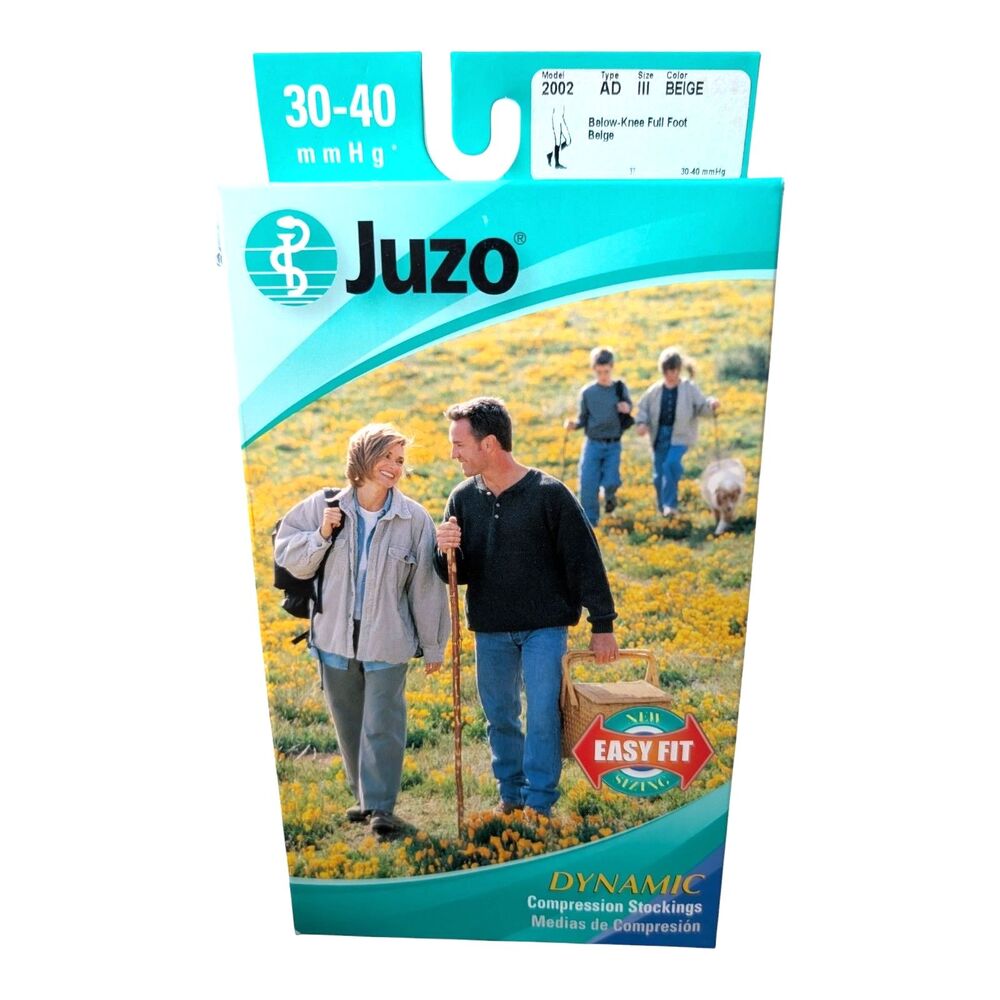 Juzo 2002 AG Beige Full Thigh & Foot Stocking Compression Socks 30-40 BEIGE NEW